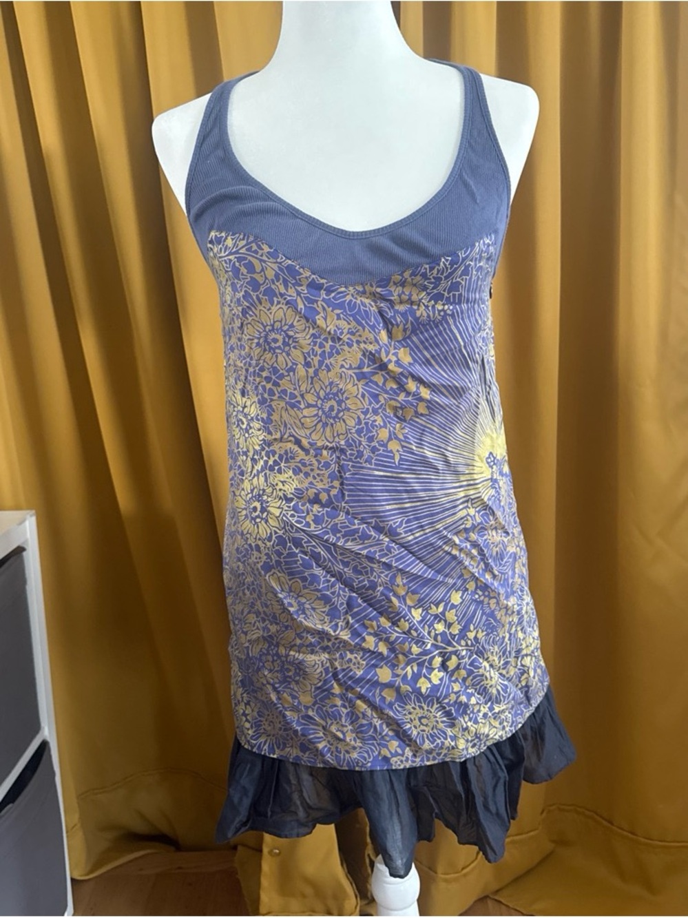 Free People Blue and Yellow Floral Mini Dress